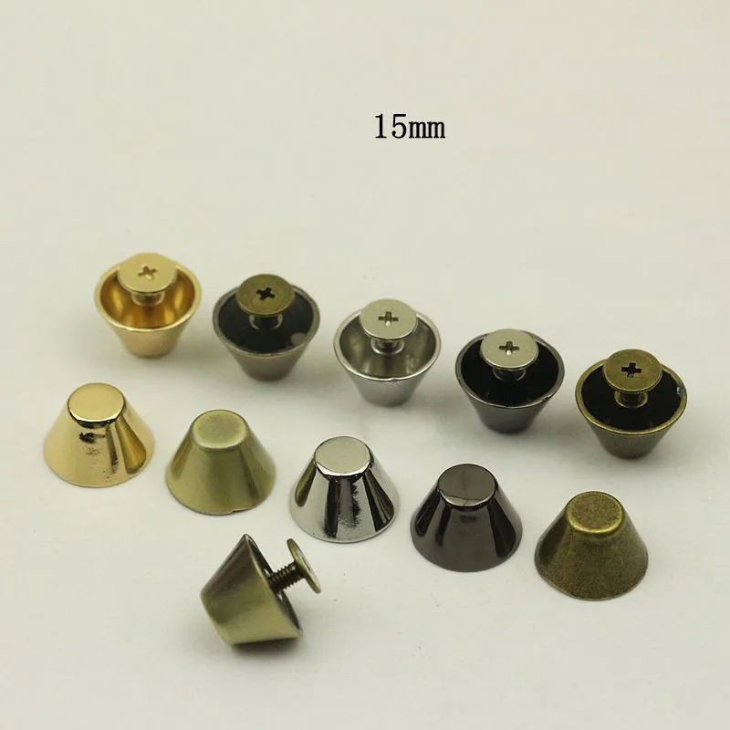 50Pcs 8mm Metal Bucket Rivet 15mm with Screws Copper Flat Feet Button Luggage Handbag Foot Buckle Leather Crafts Accessories