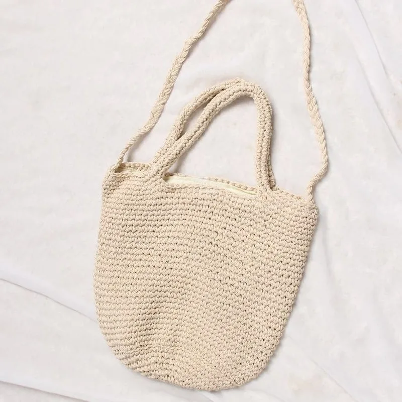 

Super Fire Bag Cotton Woven Vacation Beach Bag New Women's 2024 Bucket Shoulder Crossbody Straw Bag