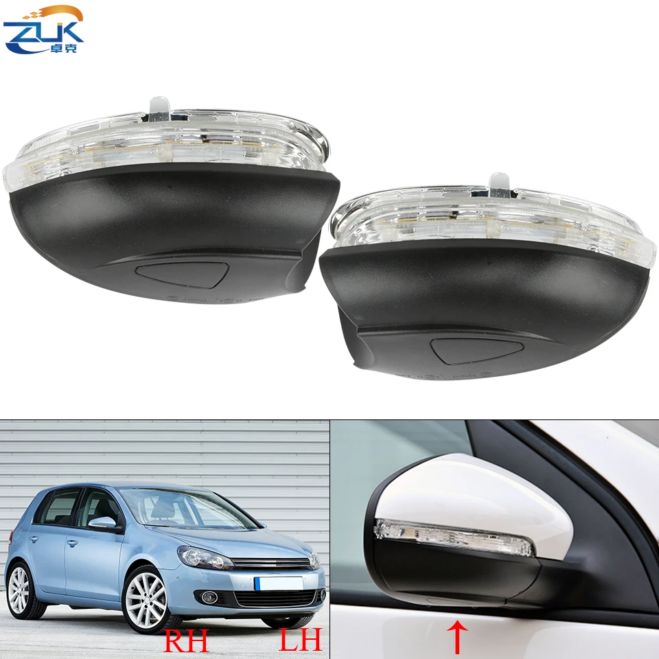 ZUK Rearview Mirror Turn Signal LED Light Outer Mirror Lamp Repeater For VW Golf 6 2010-2012 Touran Jetta 2011-2015 Marker