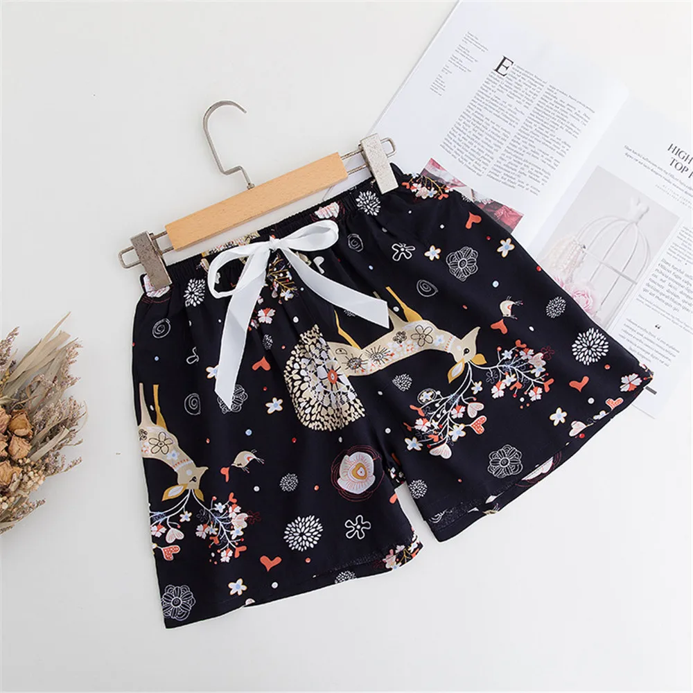 2021 New Women Sleep Short Pants Thin Loose Pajamas Home Beach Bottoms Lounge Sleepwear Large Size Printed Pijama Mujer Dropship