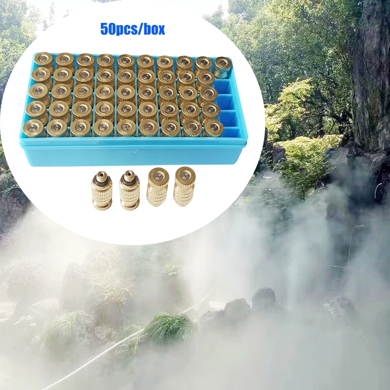 

50PCS High-Pressure Brass Misting Nozzles - 0.1-0.6mm Spray, Stainless Steel Head for Cooling