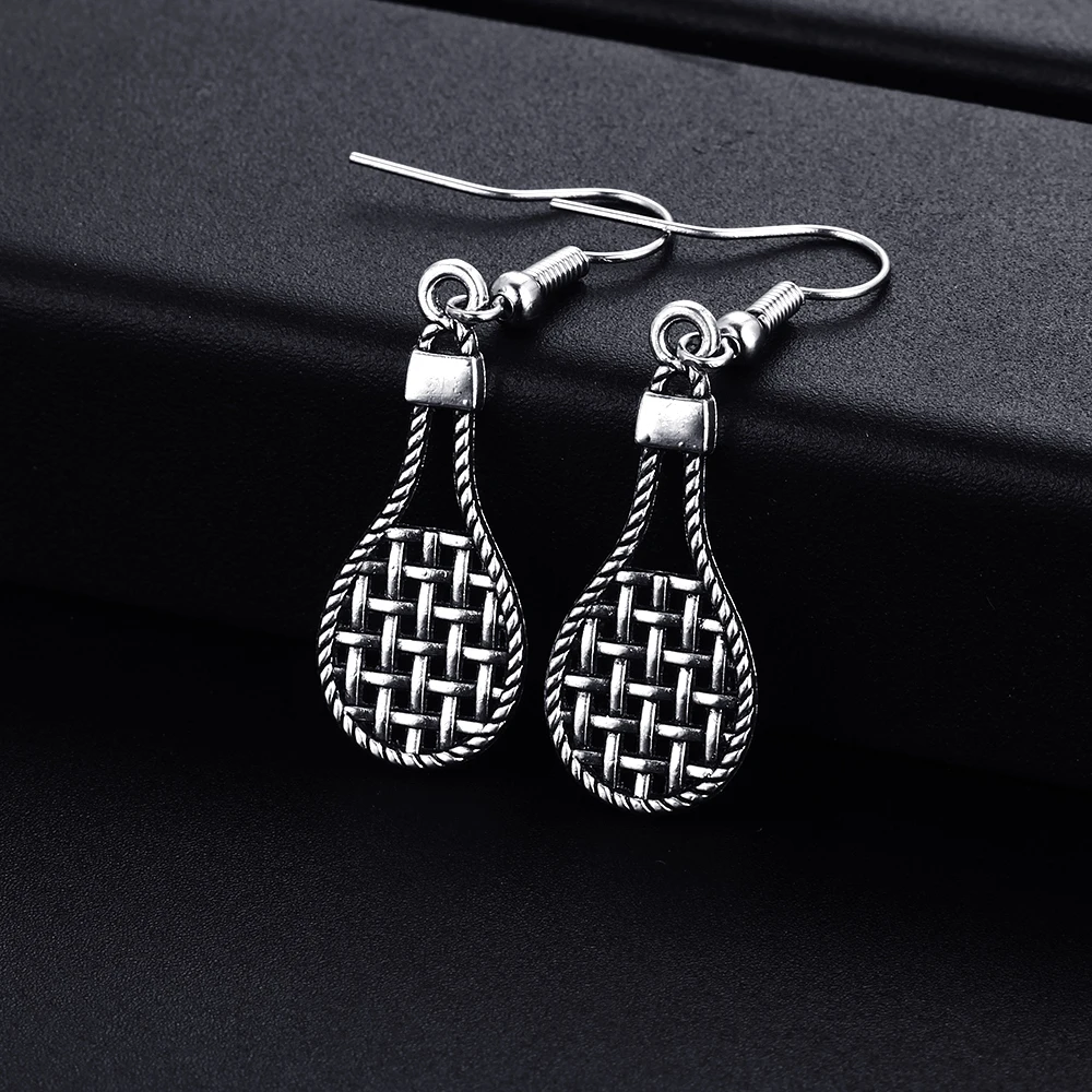 Trendy Vintage Tennis Rackets Shape Dangle Earrings for Women Girl Retro Drop Earrings Cute Small Object Earring Jewelry Bijoux