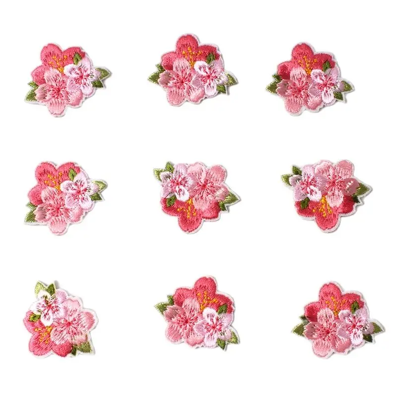 10pcs Embroidery Flower Patches Iron On flowers Stickers For Garments Hats Shoes Decoration DIY Jeans Bags Sweaters Appliques