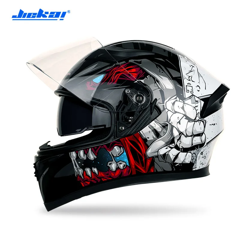 JEIKAI Motorcycle Helmet Casco Moto Motorbike Double Lenses Full Face Helmet Motorcycling Racing Helmets M L XL XXL