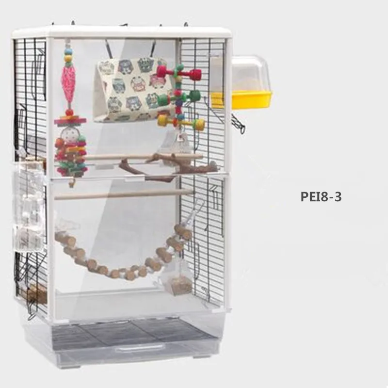 Pet bird cage parrot breeding cage tiger skin peony cloud acacia bird large acrylic transparent bird cage 47x35x80cm