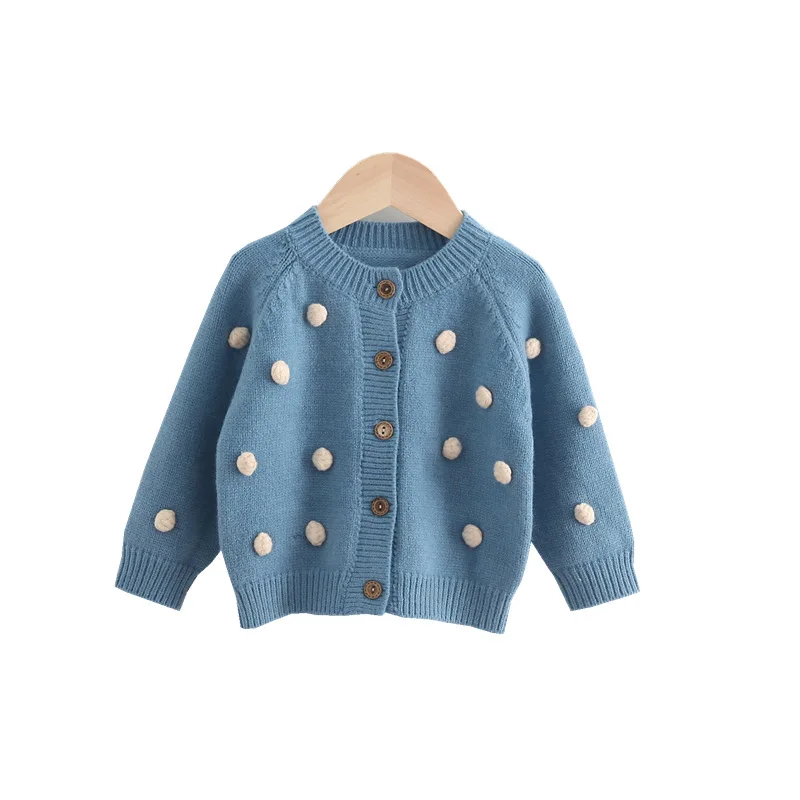 

BINIDUCKLING Korean Style Girls Sweater 2020 New Autumn Spring Thick Warm Clothes Balls Design Blue Kids Toddler Girls Sweater