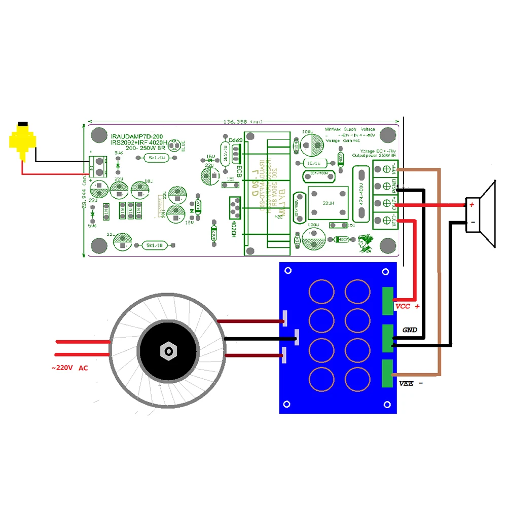 One Pair 2pcs Boards L25D 250W *2 8 Ohm IRAUDAMP9 IRS2092S + IRFB4227 Class D Digital Power AMP Amplifier Finished Board