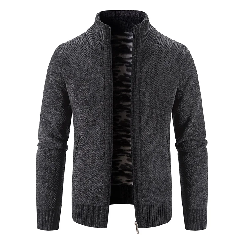 Sweater Cardigan Men Autumn/Winter Fleece Thick Warm  Loose Zip Up Coat Hombre Brown Navy Blue Jumper Male Y2K Jackets Blazers