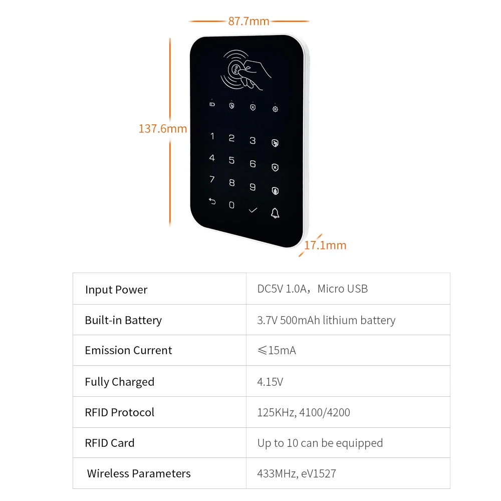 Staniot 433Mhz Wireless Touch Keyboard 2Pcs RFID Card Arm Or Disarm Password Keypad For Tuya Smart Home Security Alarm System
