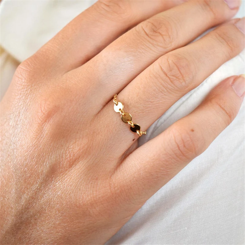 

Minimalism Coins Rings 14K Gold Filled Knuckle Ring Gold Jewelry Anillos Mujer Bague Femme Boho Aneis Ring For Women