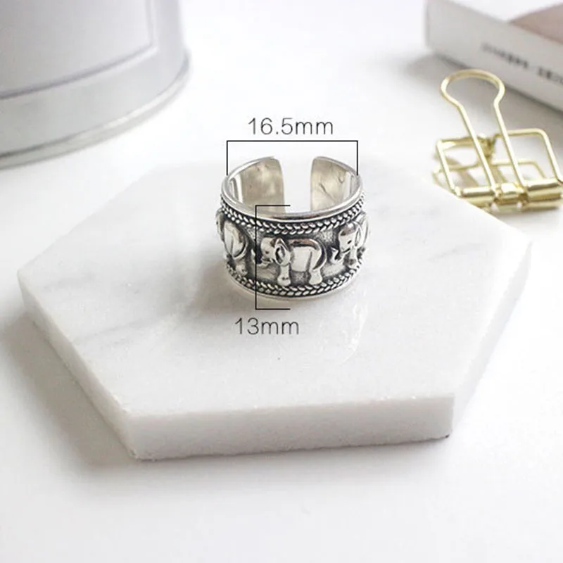 XIYANIKE Silver Color Open Rings for Women Couples Vintage Cute Elephant Animal Handmade Jewelry Party Accessories Gifts
