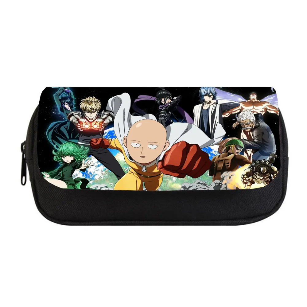 Anime ONE PUNCH-MAN Pencil bag Women Makeup Bag Child boys girls Pencil Case Student Double Zipper pencil Bag Handbag Purse