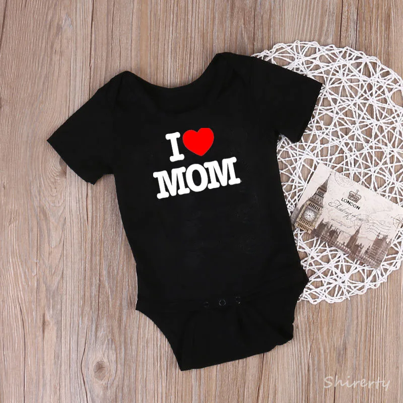 I Love MOM/DAD Print Infant Toddler Baby Girl Boy Romper Jumpsuit Clothes Shirt Cotton Summer Baby Clothes