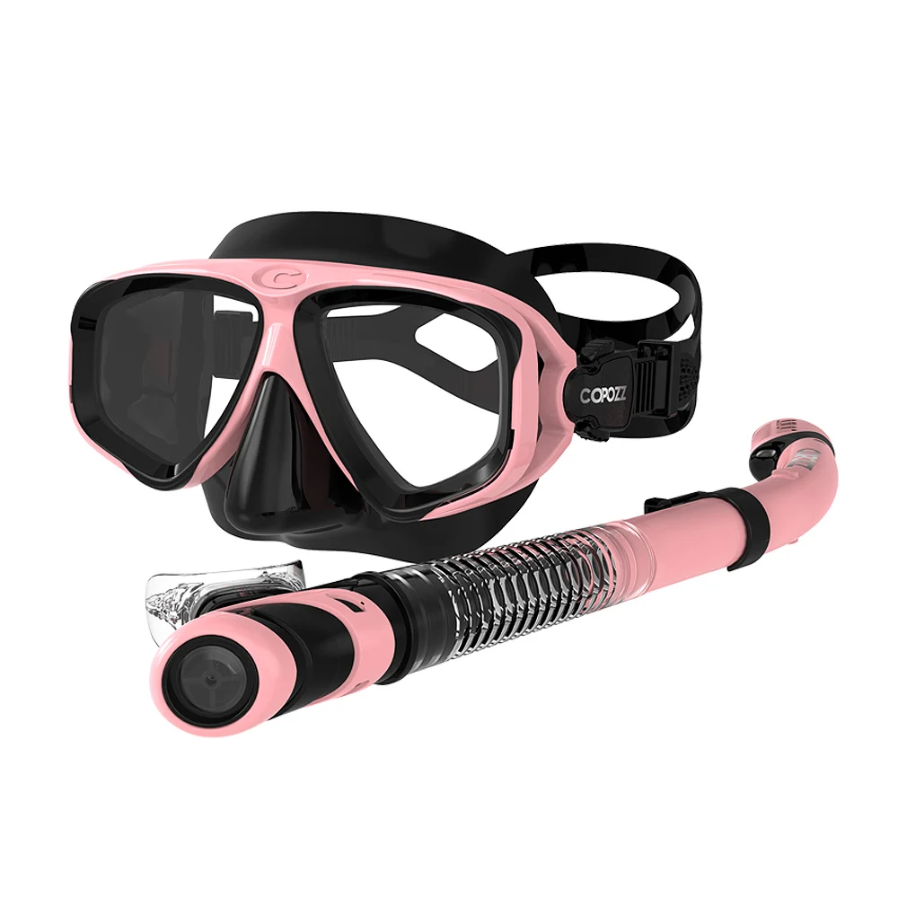 COPOZZ Professionelle Tauchmaske, beschlagfrei, Schnorchel-Tauchbrille, versiegelte Tauchmaske aus gehärtetem Glas, Taucherbrille für Männer und Frauen