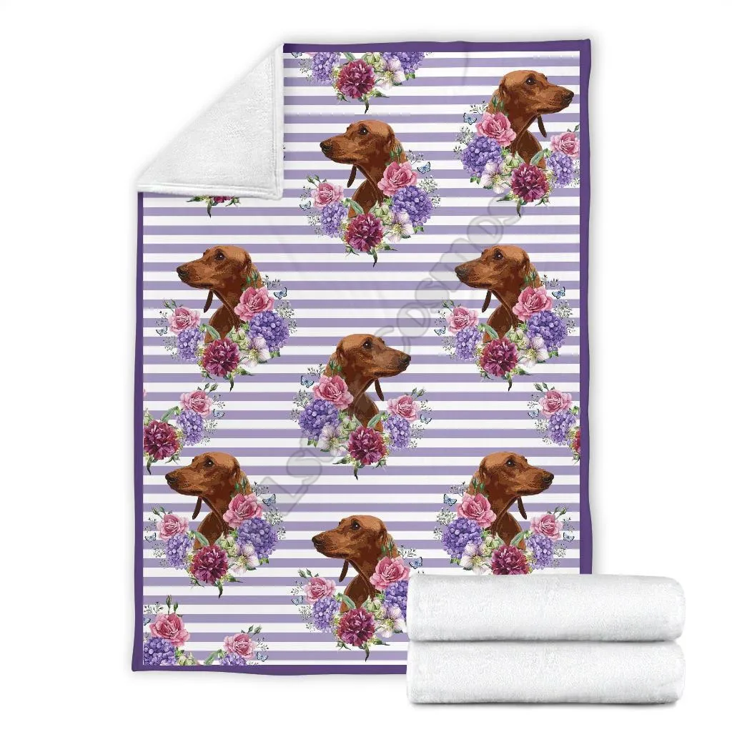 

Pattern floral dachshund dog fleece blanket printed Wearable Blanket Adults/kids Fleece Blanket Sherpa Blanket