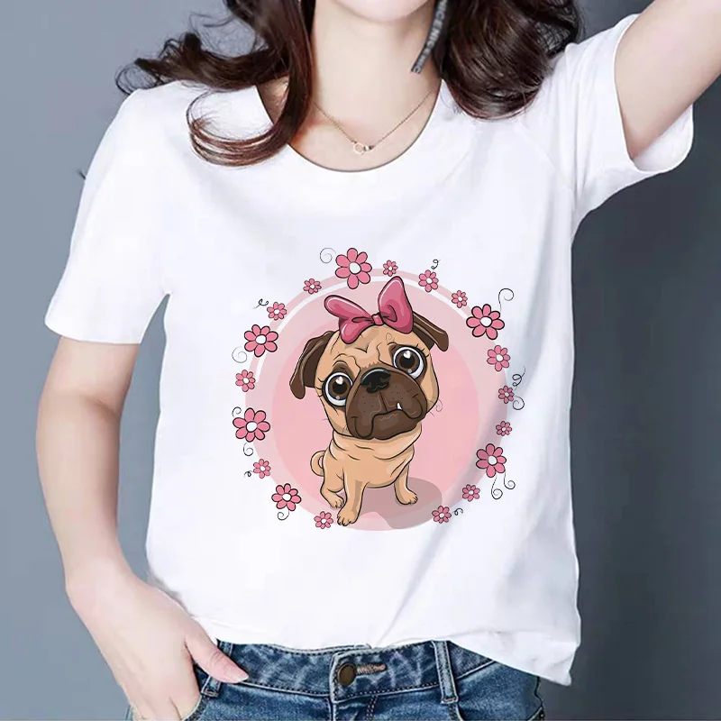 

Cute French Bulldog Dogs Printed T-Shirt Women'S Clothing Summer Simple 90s Female T Shit Fashion Casual Lady Tshirts Tops