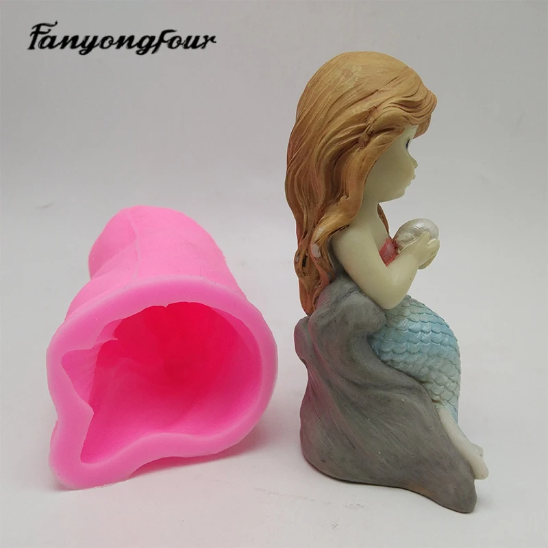 Little Mermaid Silicone Mold DIY Inverted Aromatherapy Candle Resin Gypsum Concrete Crystal Dropper Professional Mold Decoration