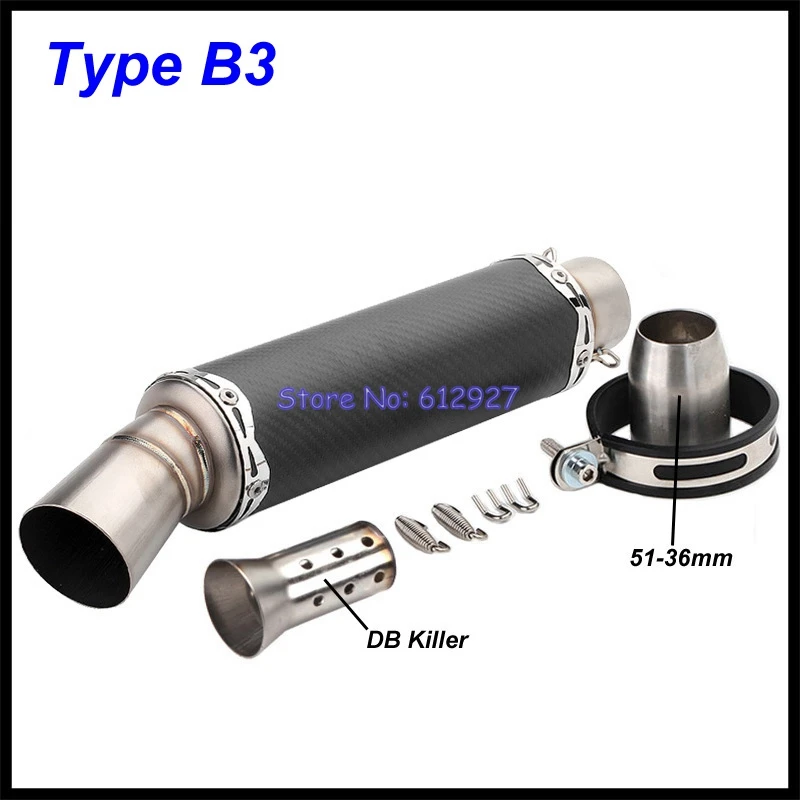 Inlet 51mm Motorcycle Exhaust Pipe Muffler Motorbike Pitbike Scooters Exhaust Slip On Escape Moto Universal