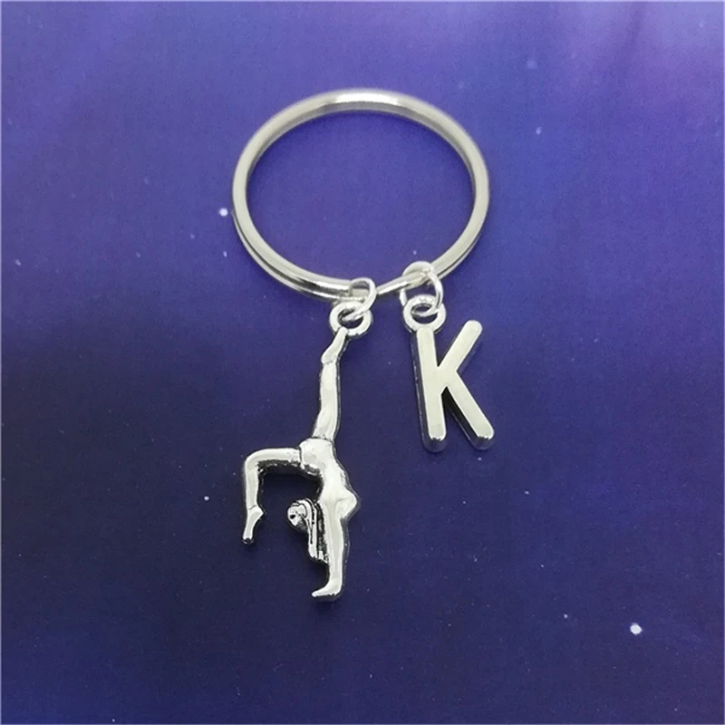 Girl keychain Initial Gymnastics Keychain Gifts, Gymnast Keychain Accessory, Sport lover gift