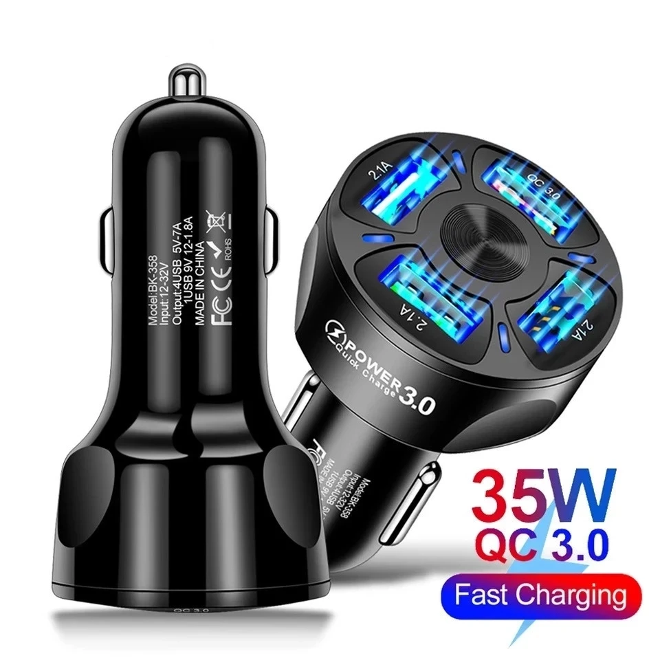 Car USB Charger Quick Charge 3.0 4.0 Universal 18W Fast Charging in car 4 Port mobile phone charger for samsung s10 iphone 11 7