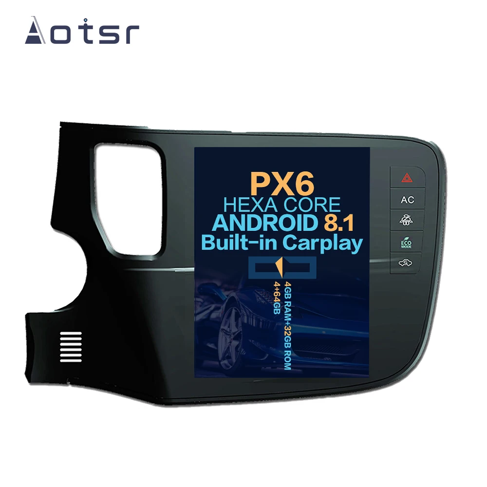 10.4“ Vertical screen Android 8.1 Car DVD Multimedia player GPS Navigation For MITSUBISHI OUTLANDER 2014-2017 WiFi Tesla  DSP BT