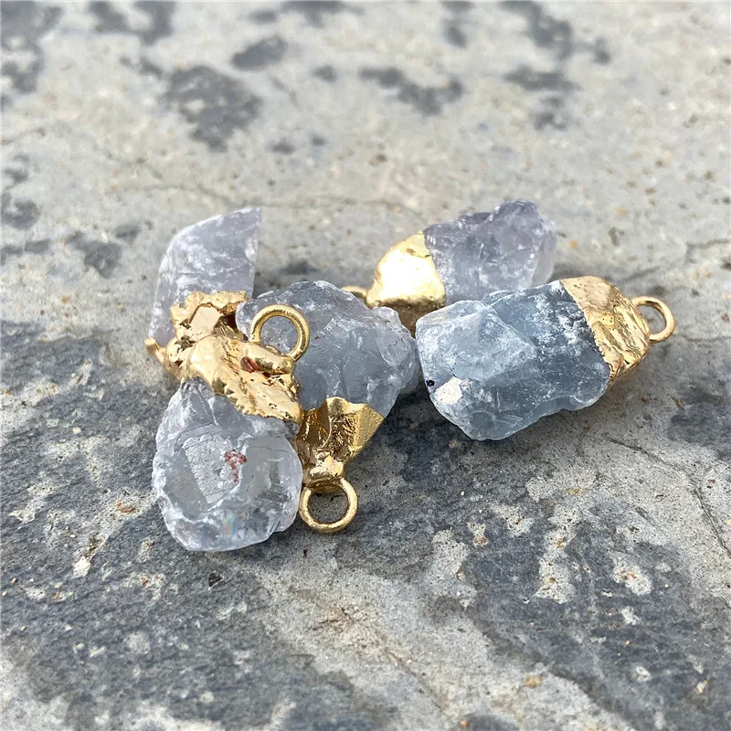 5pcs/lot Natural Stone Nugget Pendant Charm Irregular Stone Meatal Jewelry Accessorie For Making Earring Necklace Choker Finding