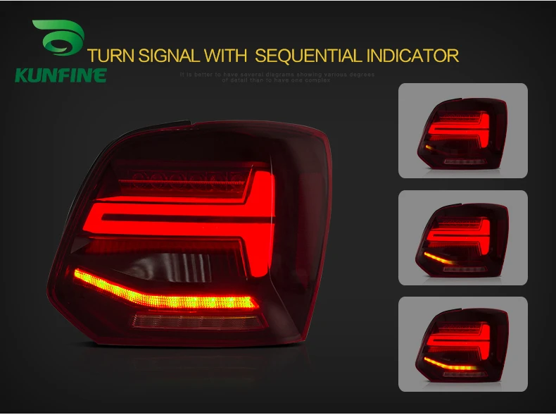 

Pair Of Car Tail Light Assembly For Volkswagen Vento Polo 2011-2017 Brake Light With Turning Signal Light Car led Tail light