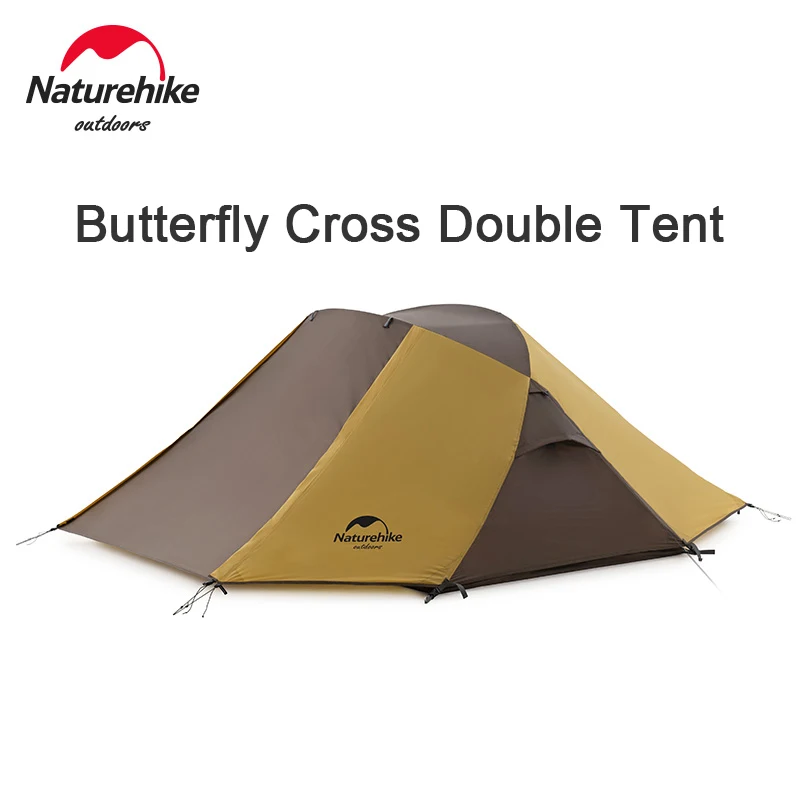 

Naturehike Cross Bracket Butterfly 2 Person Tent Camping 2 Hall 210T Waterproof Sunscreen 2.7kg Beach Forest Hiking Tent