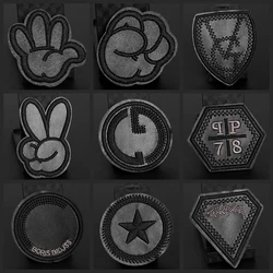 PU Leather Black ironing Embroidery Patches Rock Paper Scissors Clothing Biker punk Decorative  Applique Armbands badge