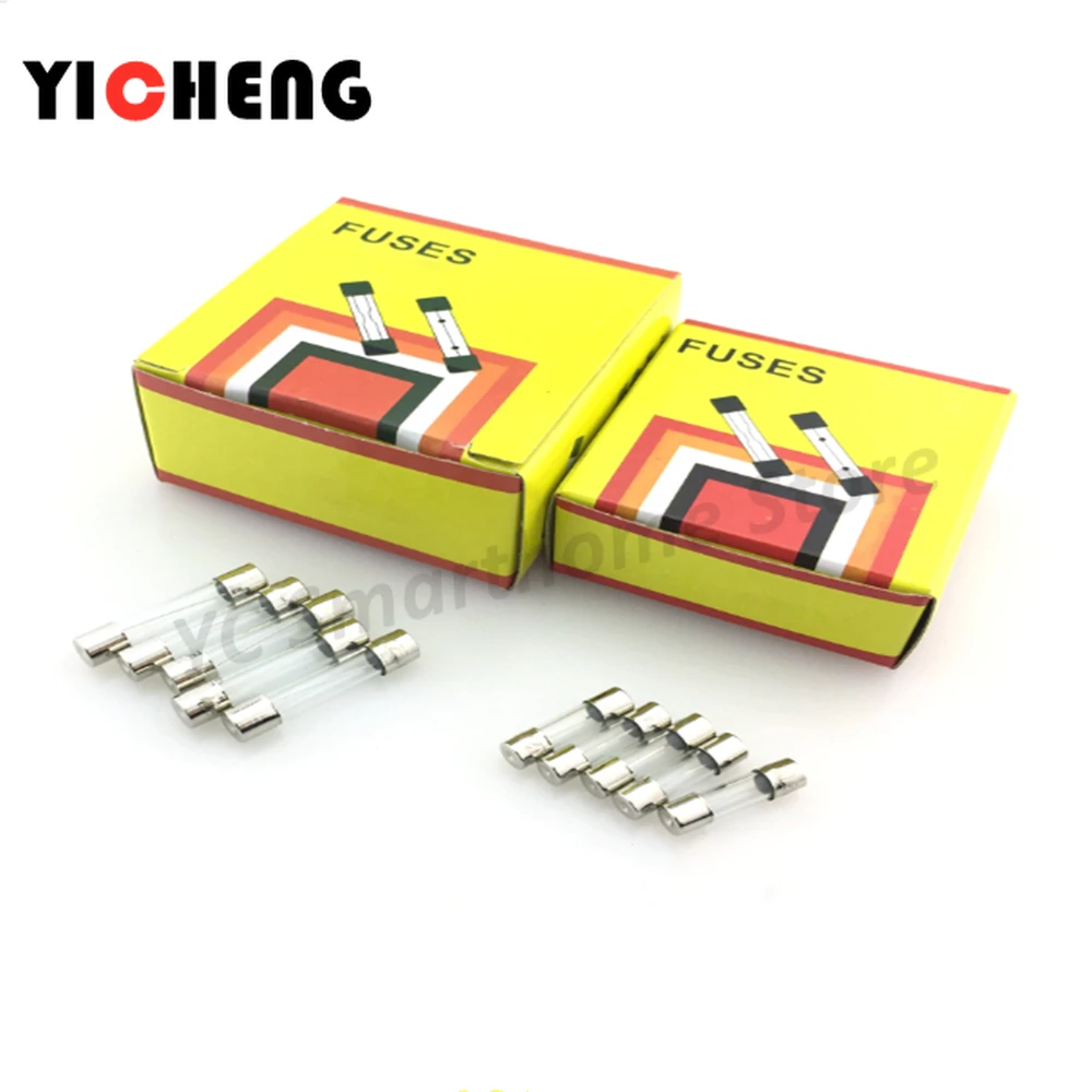 

100Pcs Fuse fuse 5x20mm 6x30mm glass tube fuse 0.1A-30A fuse driving recorder car charger transformer electric