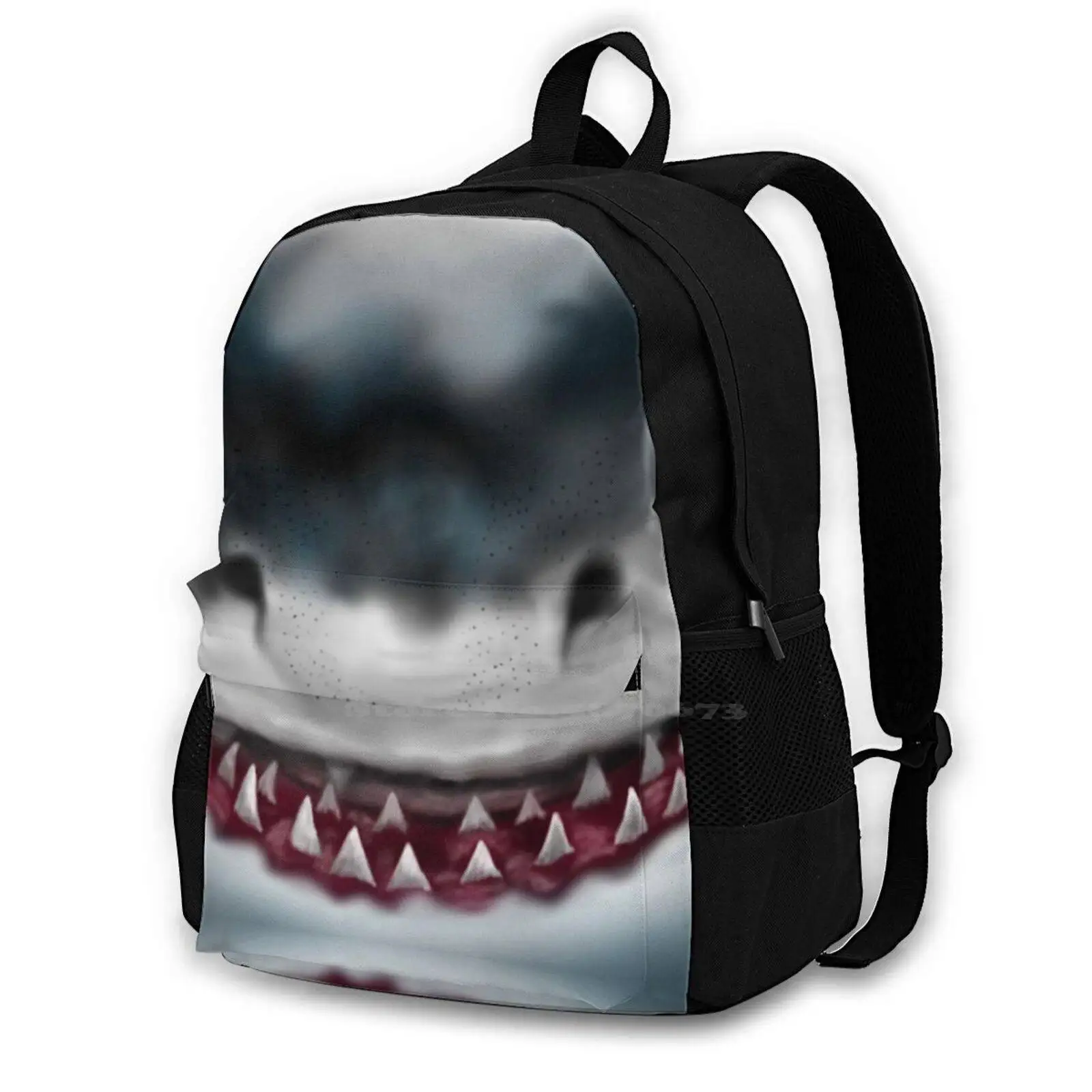 Smile! Teen College Student Backpack Laptop Travel Bags White Shark Smile Great White Smile Sharks Shark Teeth Happy Love Ocean