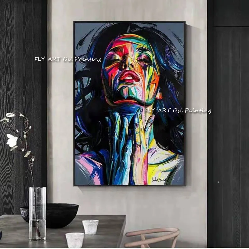 

Hot Sell Palette Knife Painting handmade portrait paintings face Painting for wall decor oil painting stretcher for modern house