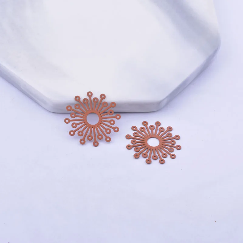 50 Stück AC12176 19mm Messing-Blumen-Abstandshalter Charms DIY Ohrring-Verbinder Anhänger Hängeschmuck Dekoration – Detail 4