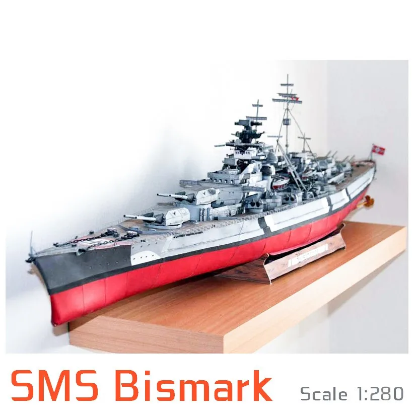 Paper Model German Bismarck Battleship Bismark GPM182 Full Version 1:280 Scale DIY Model Making Kits Birthday Gift for Kids\'