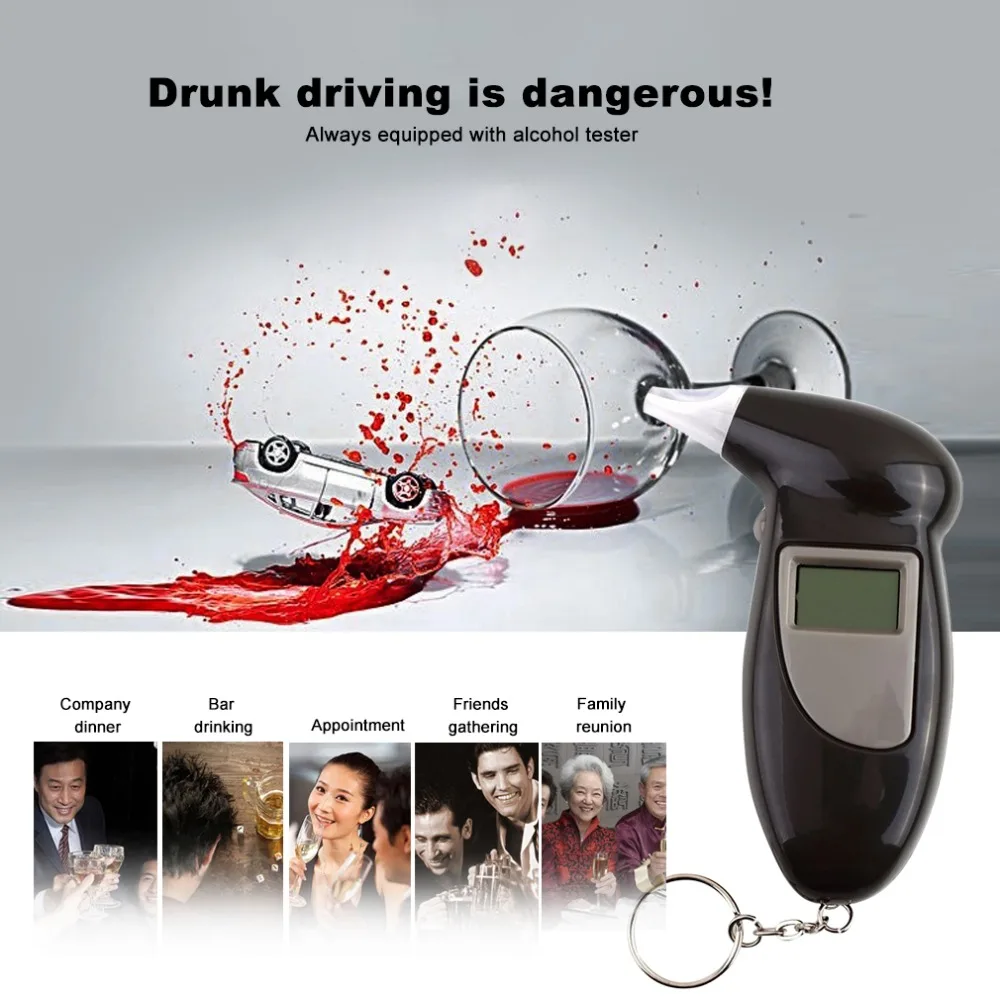 Professionele Handheld Digitale Alcohol Tester Digitale Alcohol Adem Tester Blaastest Analyzer Lcd Detector Backlight Licht