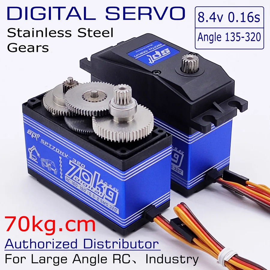 SPT70HV 70kg Metal Gear Angle 180/270/320 high speed large torque digital servo for robot arm 1:5 rc car/2060mg/savox 0236/1373