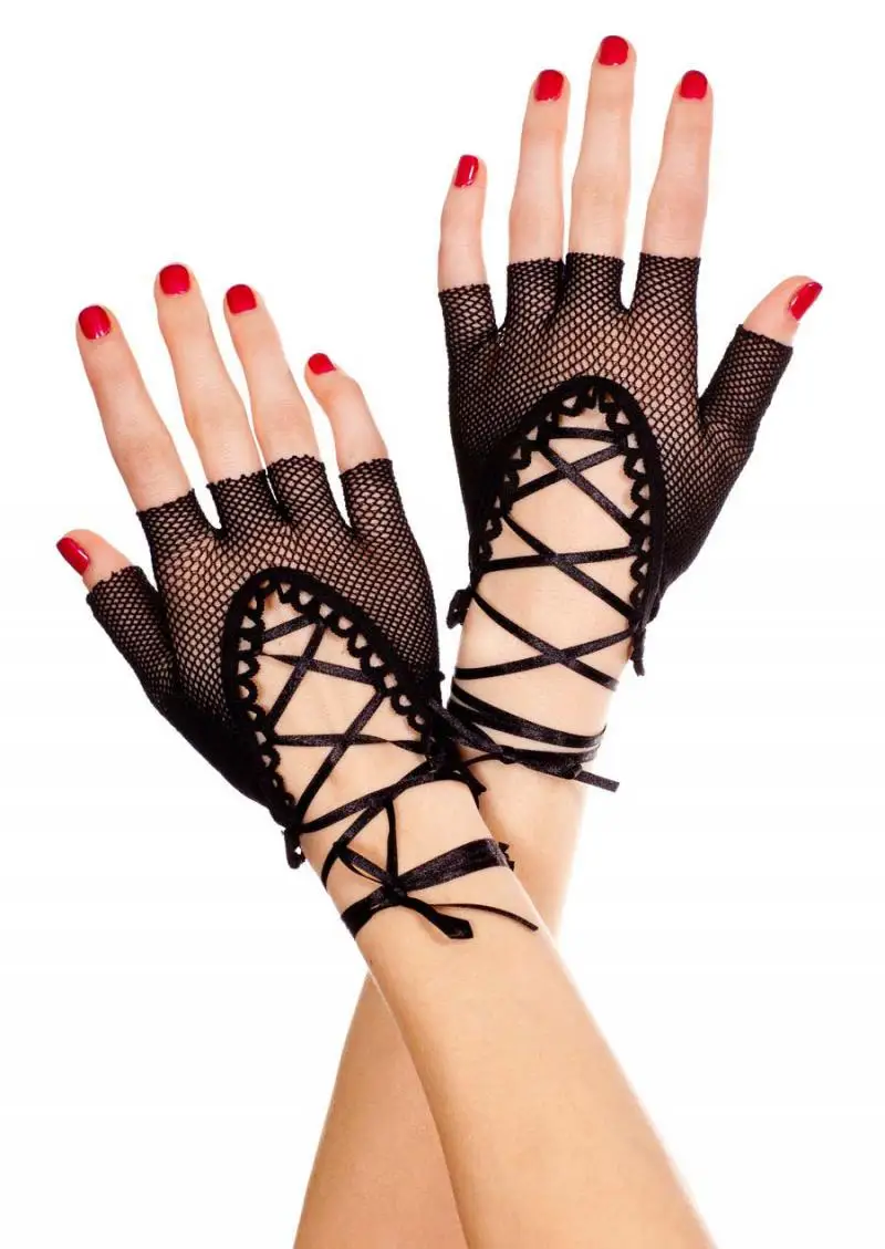 Fishnet Mesh Lace Wrist Band Fingerless Glove Mitt Sexy Batcave Goth Punk Rock Lolita Harajuku Stage Party Costume