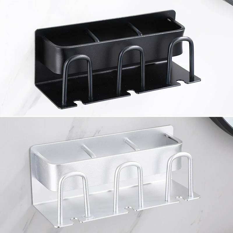 Wall Mounted Toothbrush Holder Aluminium Alloy Toothpaste Rack Bathroom Household Space Saving Bathroom Accessories