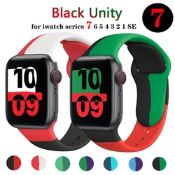 Silicone Strap For Apple Watch band 44mm 40mm 38mm 42mm 41mm 45mm Black Unity belt Sport bracelet for iWatch series 7 3 4 5 6 se