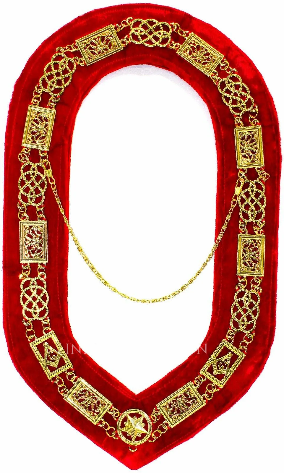 Masonic master Mason chain collar Masonic Regalia Knights Templar Metal Golden Chain Collar Red Bass