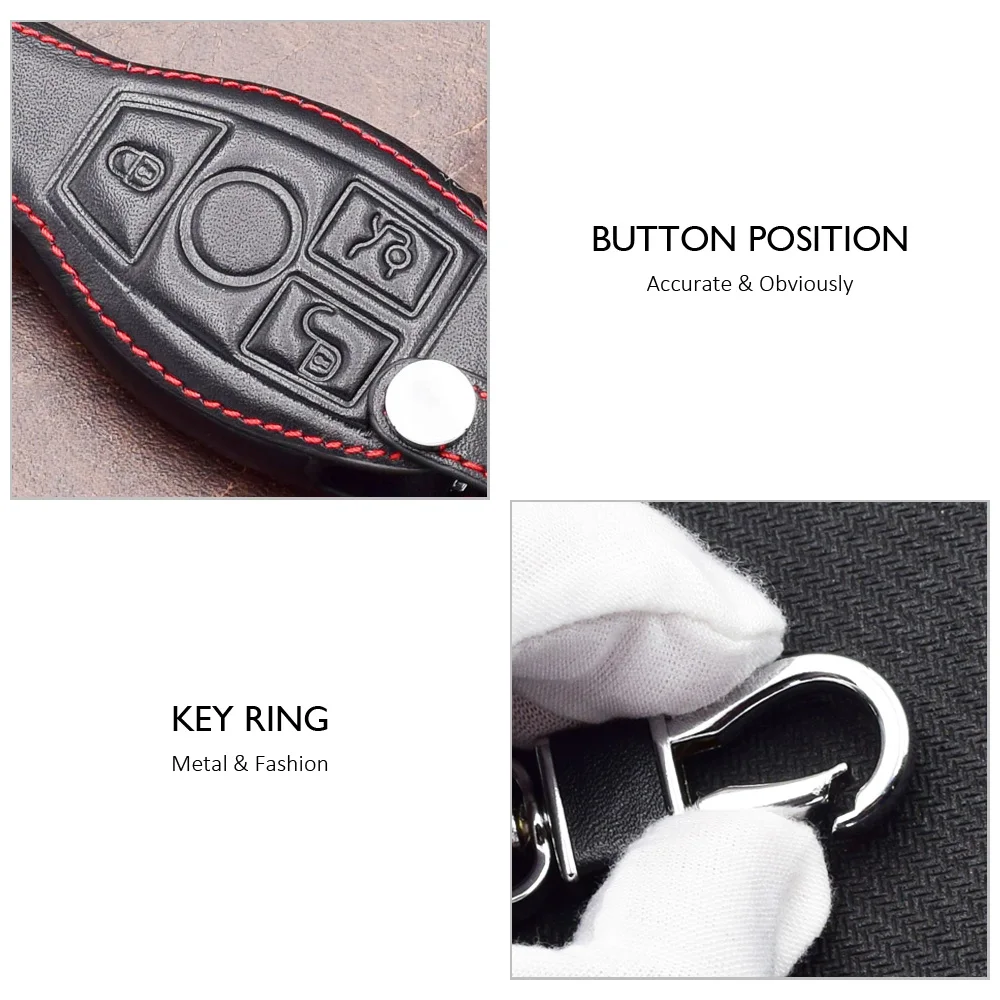 Leather Car Key Case For Mercedes Benz W204 W210 W211 C350 CL550 E200 E350 E550 ML350 ML450 Smart Remote Fob Protector Cover Bag