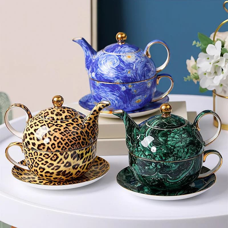 Ceramic Coffee Set Teaware Leopard Portable Nordic Phnom Penh Single Teapot Cup Tea Set Mug Drinkware Home Bar Kitchen Supplies