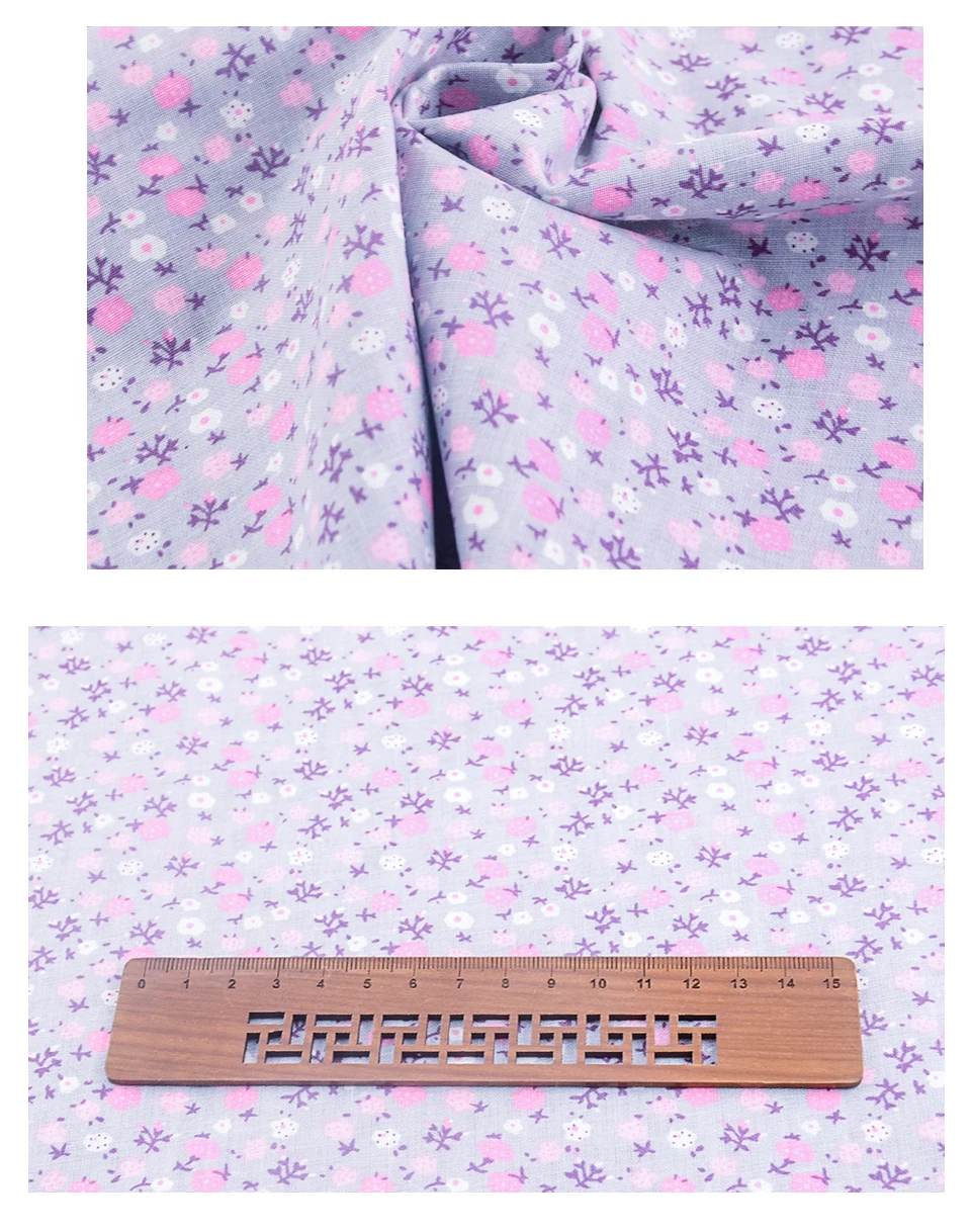 Teramila Vintage Floral 100 % Baumwolle bedruckter Stoff dünner Stoff für Puppen, Bastelmaterialien, Patchwork-Nadelarbeiten, Meterware – Detail 13