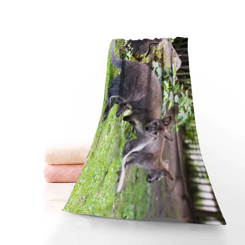 Hot Custom kangaroo Towel Printed Cotton Face/Bath Towels Microfiber Fabric For Kids Men Women Shower Towels