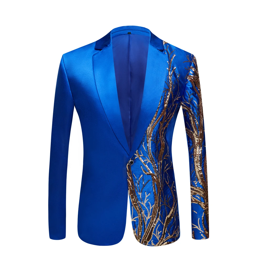 Men Cool Laser Royal Blue Jacket Custom Made Party Super Star Stage Costume Male Fashion Casual Hip Hop Coat