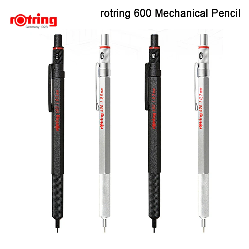 Rotring 600 0.5mm/0.7mm mechanical pencil silver/black  metal automatic pencil school&office stationery 1 piece