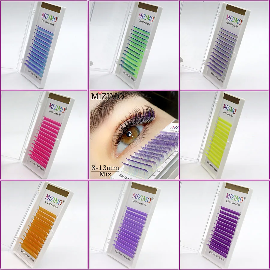 Mixed Color Change, Length 8-13mm, Color Single Grafted False Eyelashes, Natural Softness and Extension, Makeup Tools