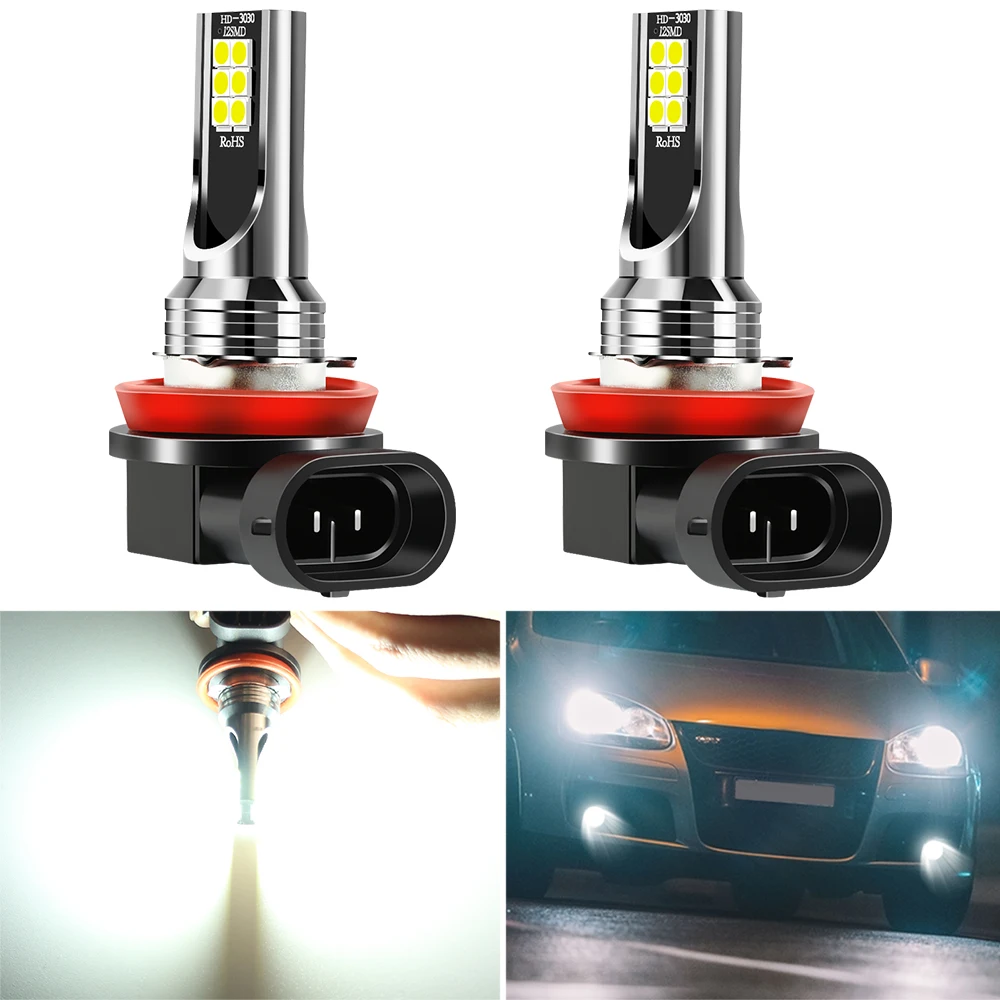 2pcs H8 H11 Car CSP LED Fog Lights Bulbs for Kia Rio 3 4 Ceed Sorento Cerato XCeed