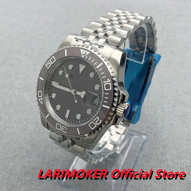 

LARIMOKER NO LOGO 40MM Brand Grey Dial Men's Watch Sapphire Glass NH35A MIYOTA 8215 PT5000 Movement Ceramci Bezel Insert