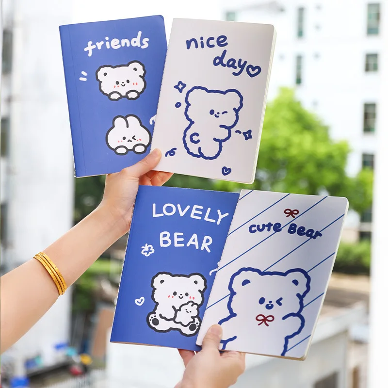 A5 Kawaii Bear Notebook Cute Cartoon Bear Notepad 30 Sheets Line Paper Daily Weekly Planner Agenda Organizer Notepad